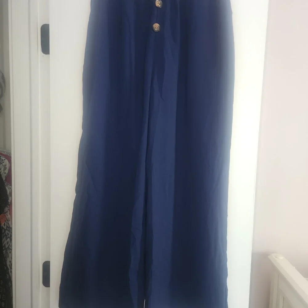 NWT - Cupshe Womens Navy Blue Wide Leg Pants Beach Casual Pull On Lightweight- M - Picture 7 of 7